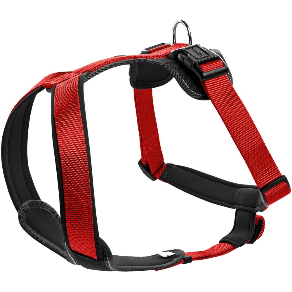 HUNTER NEOPREN Hundegeschirr, Nylon, gepolstert mit Neopren, M/1 53 - 65 cm, rot/schwarz rot/schwarz