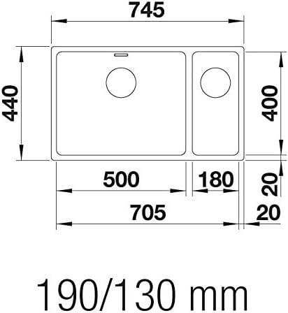 BLANCO ANDANO 500/180-U | Edelstahl | Einbauart: Unterbau | Hauptbecken rechts | ohne Ablauffernbedi