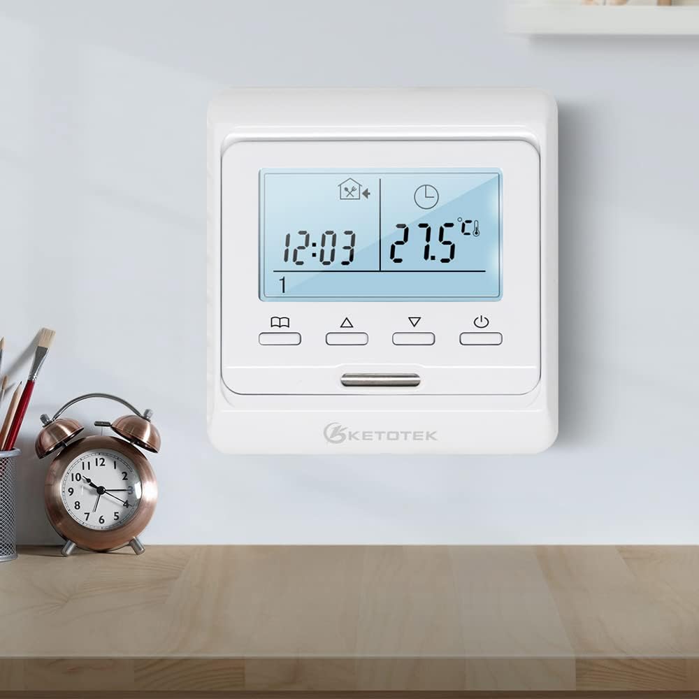 KETOTEK Digital Thermostat Fussbodenheizung Elektrisch Programmierbar Unterputz mit fühler AC 230V 1
