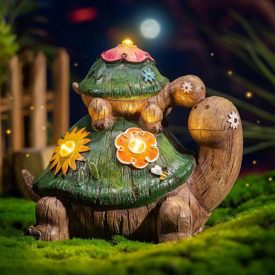 TERESA'S COLLECTIONS Gartendeko für Draussen Schildkröten Mutter und Baby Gartenfiguren Wasserfest S