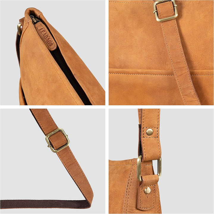 LEABAGS Leder Handtasche Damen I Premium Echtleder Umhängetasche I Schultertasche I Damentasche I Tr
