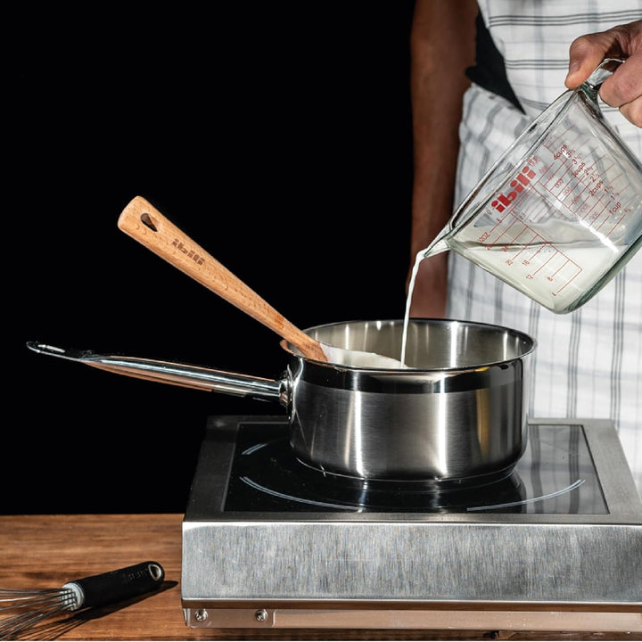 IBILI Dreilagiger Stielkasserolle natürlich 16 cm 1,5 l Edelstahl Induktionsgeeignet ohne Antihaftbe