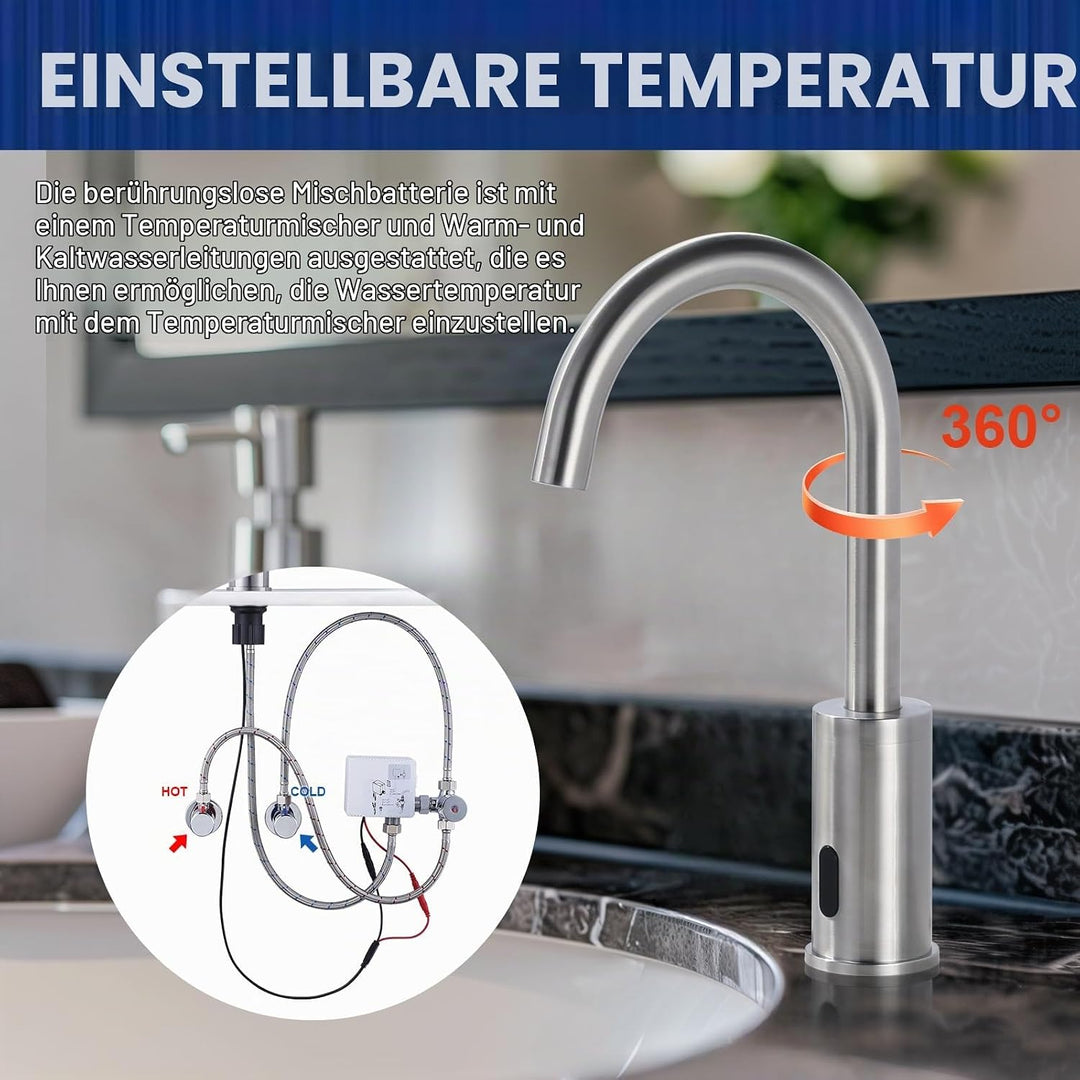 iVIGA Wasserhahn Sensor, Badarmatur Infrarot Sensor für Badezimmer Wasserhahn Bad Automatisch mit St