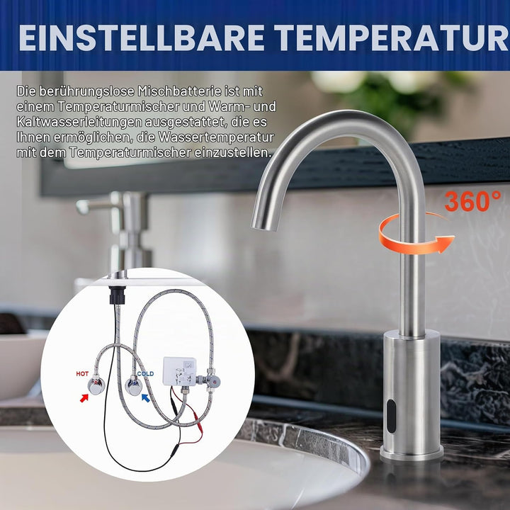 iVIGA Wasserhahn Sensor, Badarmatur Infrarot Sensor für Badezimmer Wasserhahn Bad Automatisch mit St