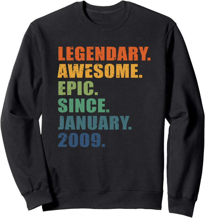 14. Geburtstag Januar 2009 Jungen und Mädchen 14. Jahrestag Sweatshirt