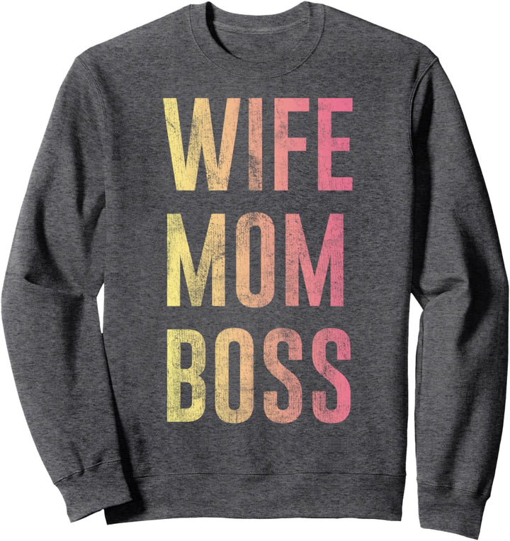Wife Mom Boss Gradient Stacked Sweatshirt