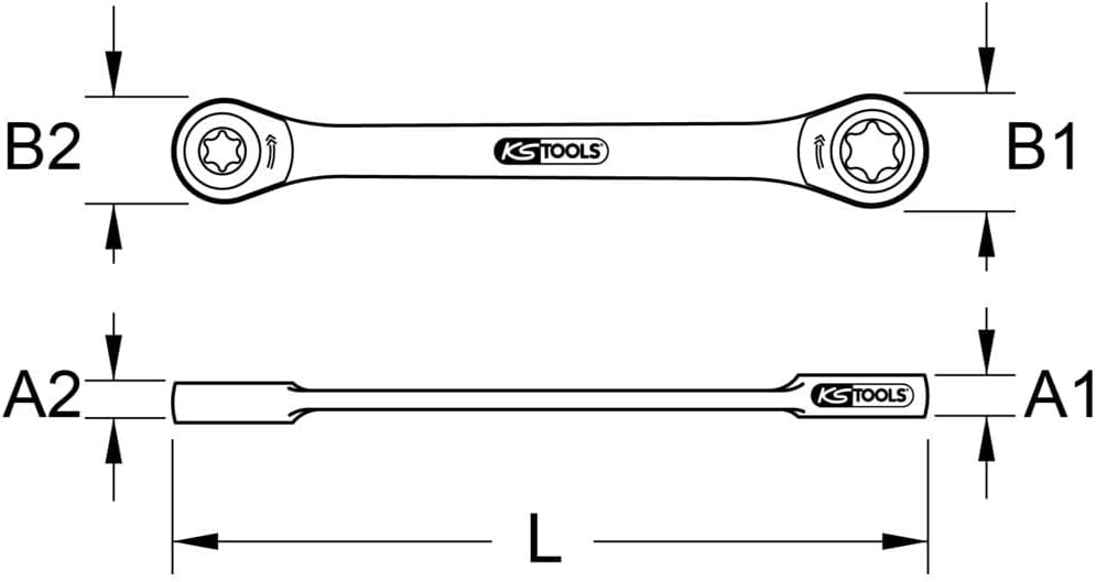 KS Tools 503.4355 GEARplus TX-E-Doppel-Ratschenringschlüssel,E14xE18, E14xE18