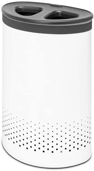 Brabantia - Selector Wäschekorb - Doppelten Quick-Drop-Deckel - Zwei Wäschekörbe - Wäschesack aus Ba