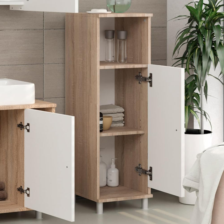 Vicco Midischrank Fynn, Weiss/Sonoma/Sonoma, 30 x 95 cm Weiss/Sonoma 95 x 30 cm, Weiss/Sonoma 95 x 3