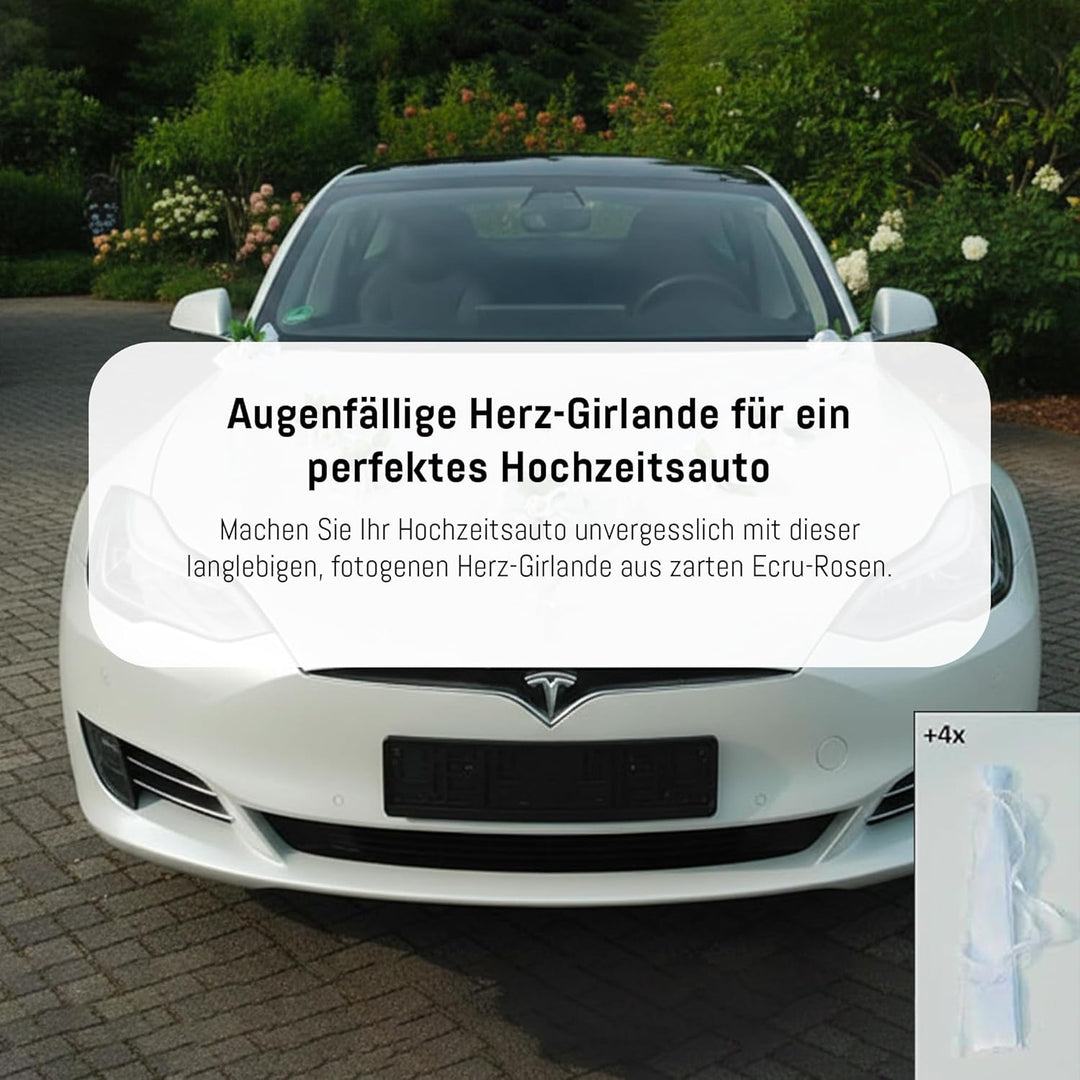 LIEBESHERZEN Braut Paar Rose Deko Dekoration Autoschmuck Hochzeit Car Auto Wedding Deko Girlande PKW