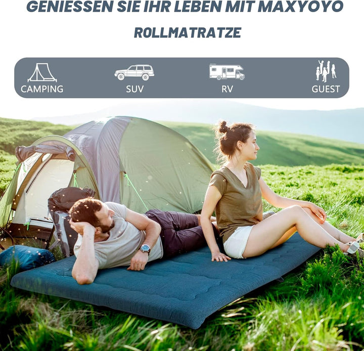 MAXYOYO Tragbare, Faltbare Futon-Matratze, hypoallergener Stoff und Schaumstoff-Matratzenauflage mit