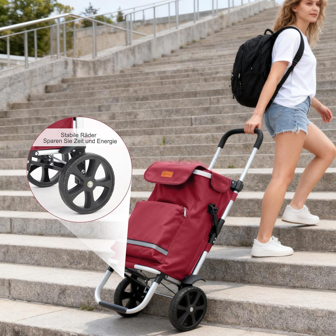 Sekey Einkaufstrolley klappbar für Senioren, XXL Einkaufswagen faltbar mit Kühlfach, 3in1 Trolley Ei