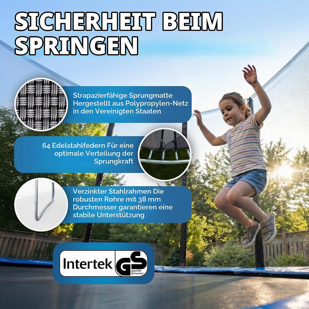 Terena Trampolin 305 cm mit Sicherheitsnetz Gartentrampolin (auch für Kinder)