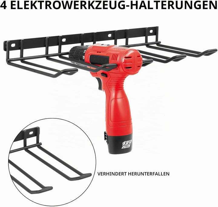 Werkzeugspeicher für Elektrowerkzeug Organizer, Garage Aufbewahrung Wandhalterung, Metall Werkzeugre