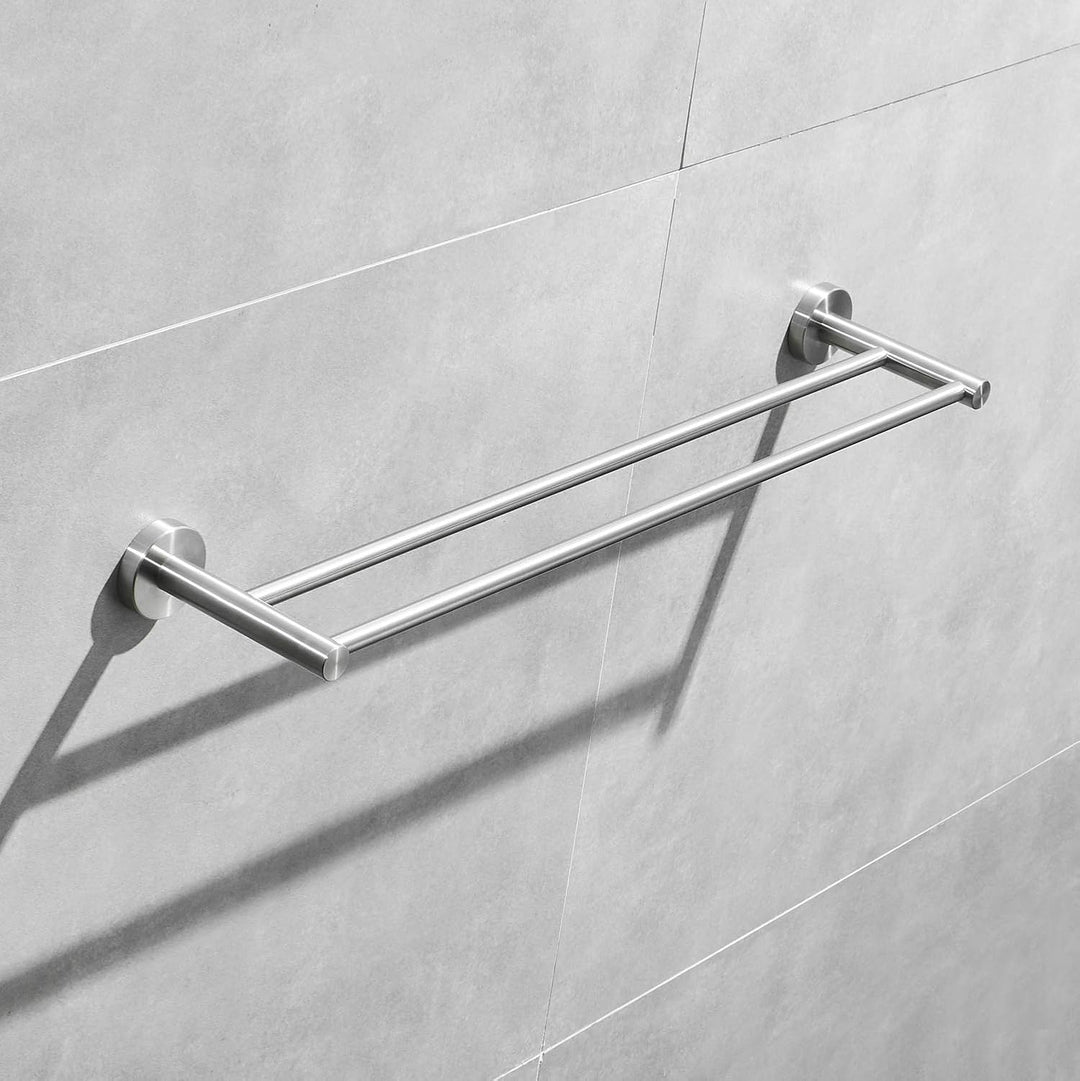 Leekayer Badezimmer-Handtuchhalter, 40 cm, Doppelarm, gebürstetes Nickel, Handtuchring, Edelstahl, z