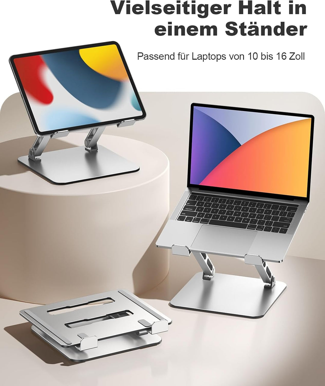 Babacom Laptop Ständer Lapdesk Höhenverstellbar & Belüftet mit Doppelstangen-Unterstützung, Laptopti