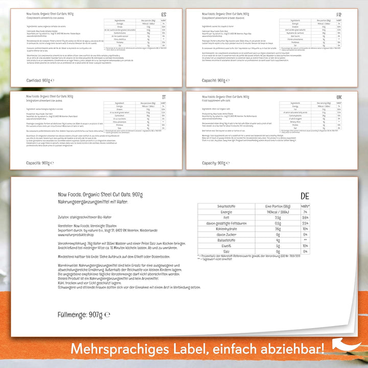 Now Foods, Organic Steel Cut Oats (Bio-Hafer, stahlgeschnitten), Hafergrütze, 907g, Laborgeprüft, So