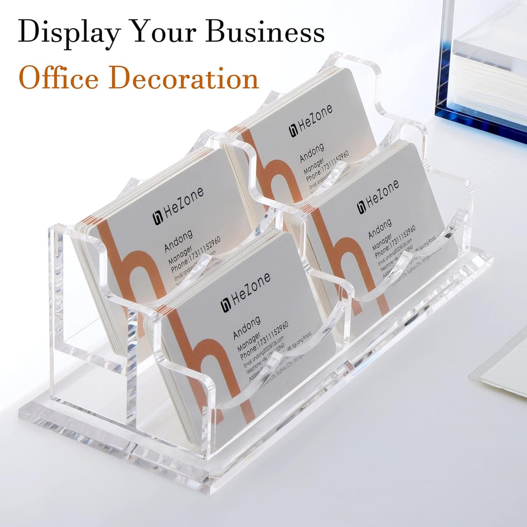 Visitenkartenhalter Display für Schreibtisch 4 Fächer, klares Acryl Visitenkartenständer Rack mit 1