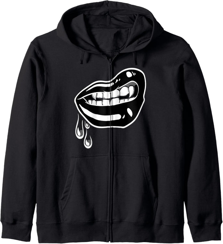 Der schwarze Vampirs-LippenGoth Halloween der Frauen Kapuzenjacke