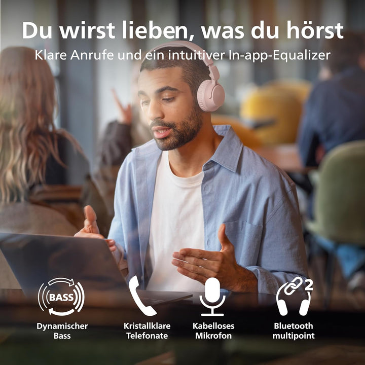 Philips TAH4000 ohraufliegender kabelloser Kopfhörer mit bis zu 70h Wiedergabedauer, dynamischem Bas