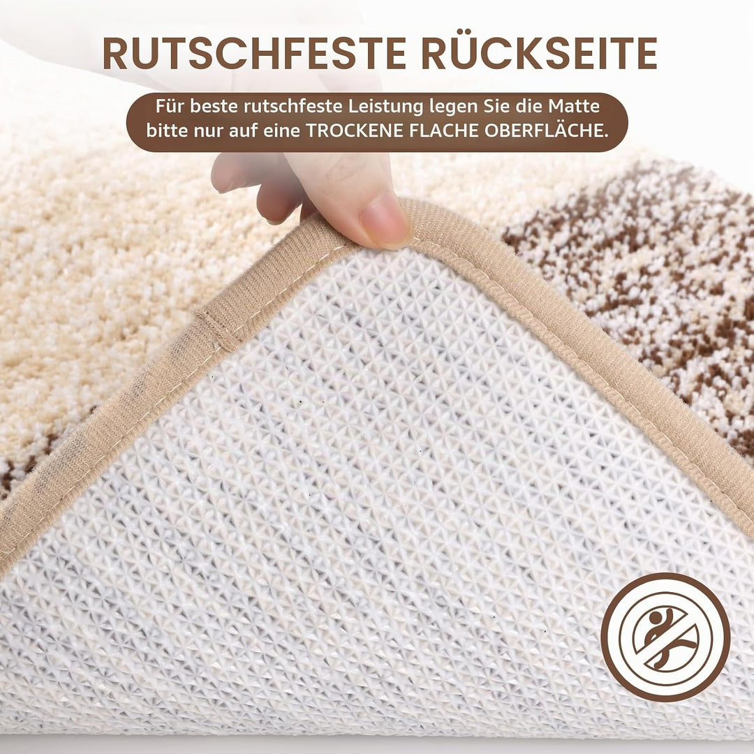 Enyhom Super Weich Badematten Kaffee Mikrofaser Hochflor Badezimmerteppich rutschfeste Maschinenwasc
