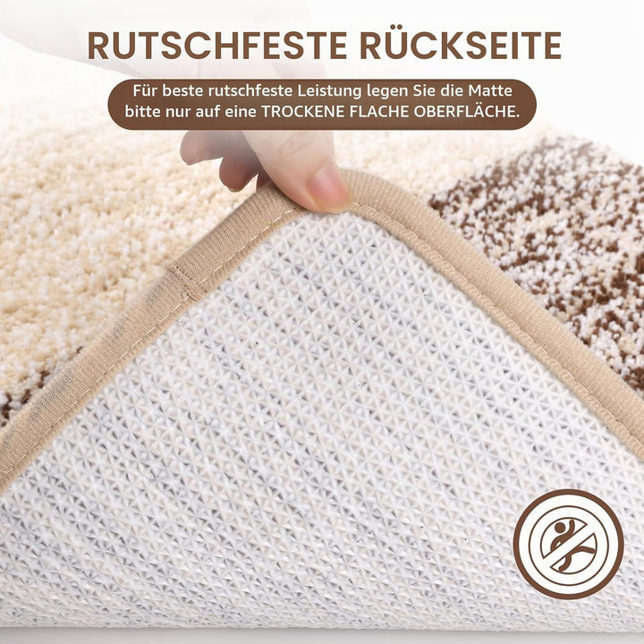 Enyhom Super Weich Badematten Kaffee Mikrofaser Hochflor Badezimmerteppich rutschfeste Maschinenwasc