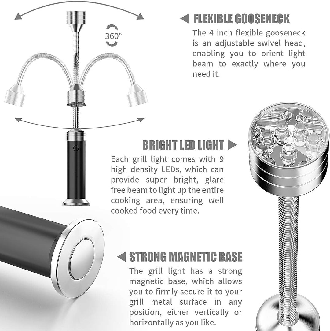 MojiDecor Grill Licht, Magnetische Grilllampe BBQ Licht Set Outdoor Grill Lichter BBQ Zubehör Arbeit
