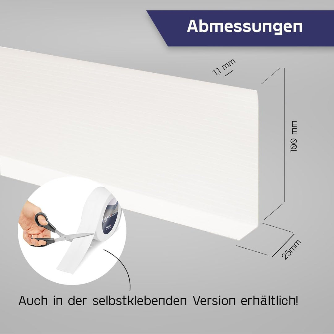 HOLZBRINK Weichsockelleiste Weiss Knickleiste ohne Klebestreifen, Material: PVC, 100x25mm, 5 Meter 5