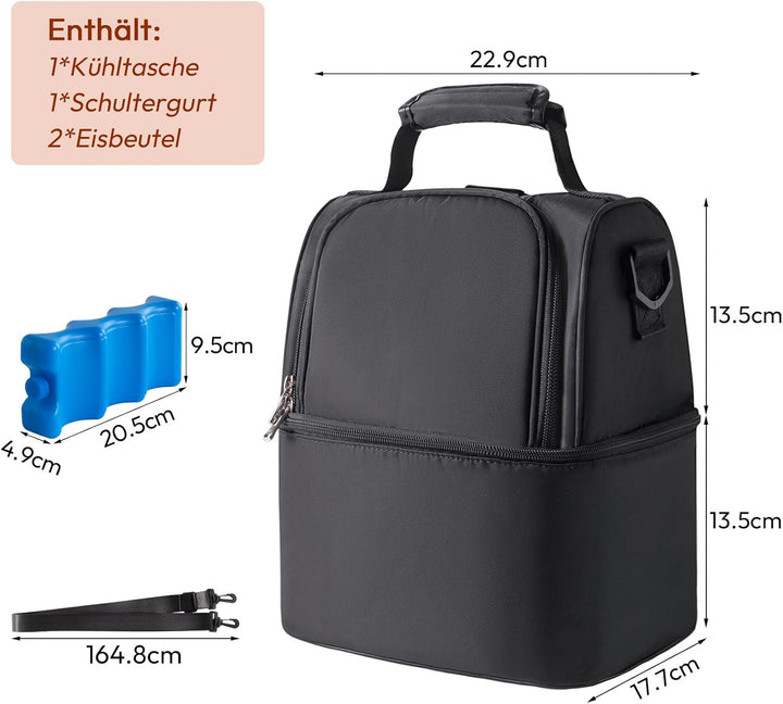 NCVI Muttermilch-Kühltasche mit integrierten Kühlakkus, Isoliertasche für 6 Baby-Flaschen bis zu 150