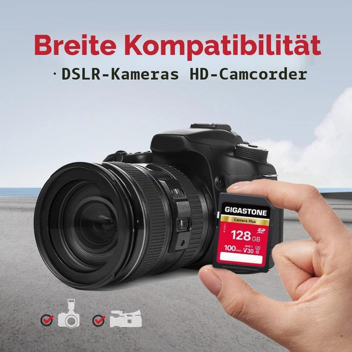 Gigastone SDXC-Speicherkarte, 128 GB, 2 Karten, Primärserie, Geschwindigkeit 80 MB/s, kompatibel mit