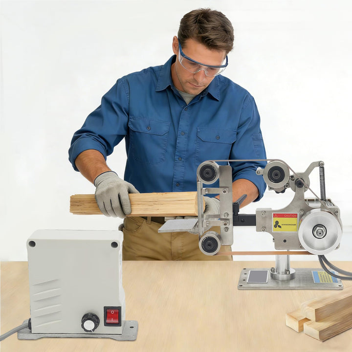 Mini Tischbandschleifer 550 W, 762 × 25 mm, 5000 U/min, 90° drehbar
