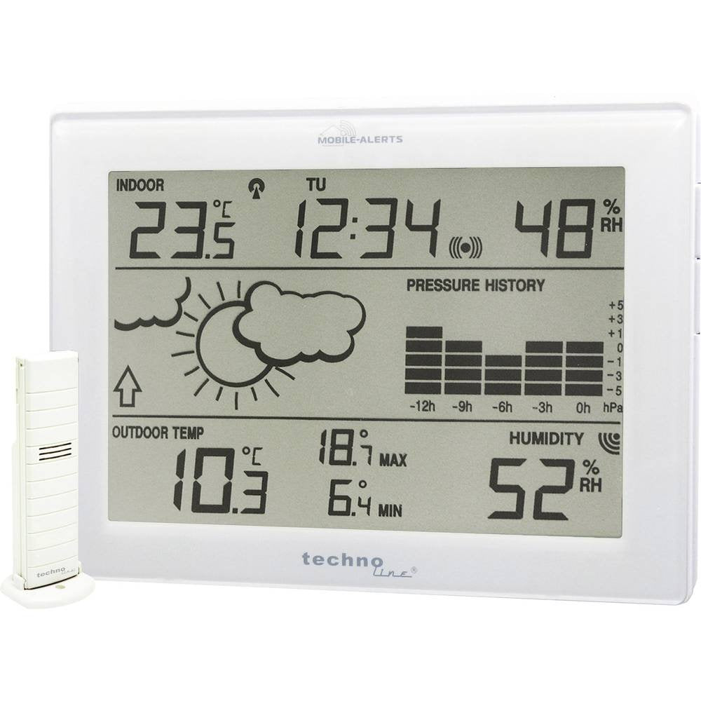 Technoline MA 10410 Wetterstation mit Anbindung zum MOBILE ALERTS Haus-Überwachungs-System, Weiss Si