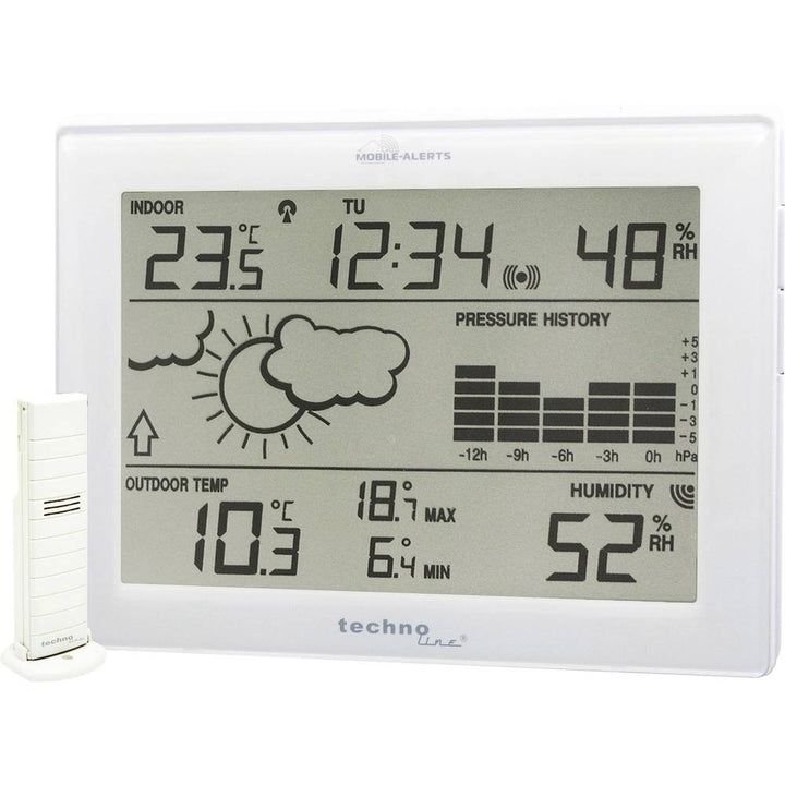 Technoline MA 10410 Wetterstation mit Anbindung zum MOBILE ALERTS Haus-Überwachungs-System, Weiss Si