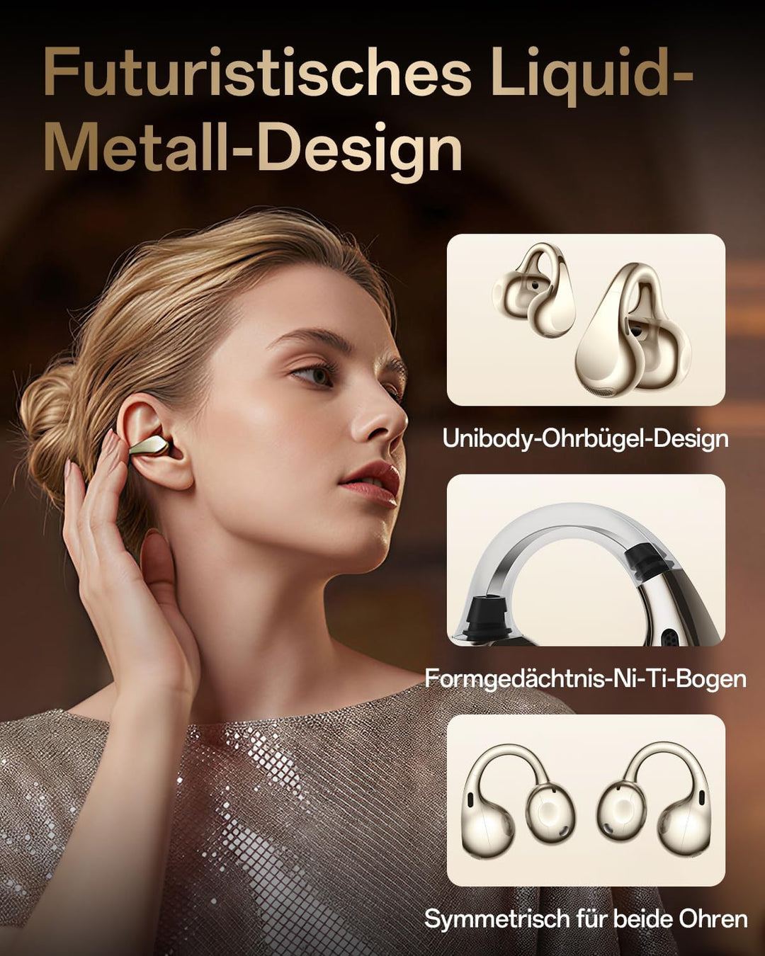 OPPO Enco Clip2 Open-Ear Earbuds, 11mm+9mm Dual Treiber, Bluetooth 6.1 Dynaudio-Sound Ohrhörer, EarH
