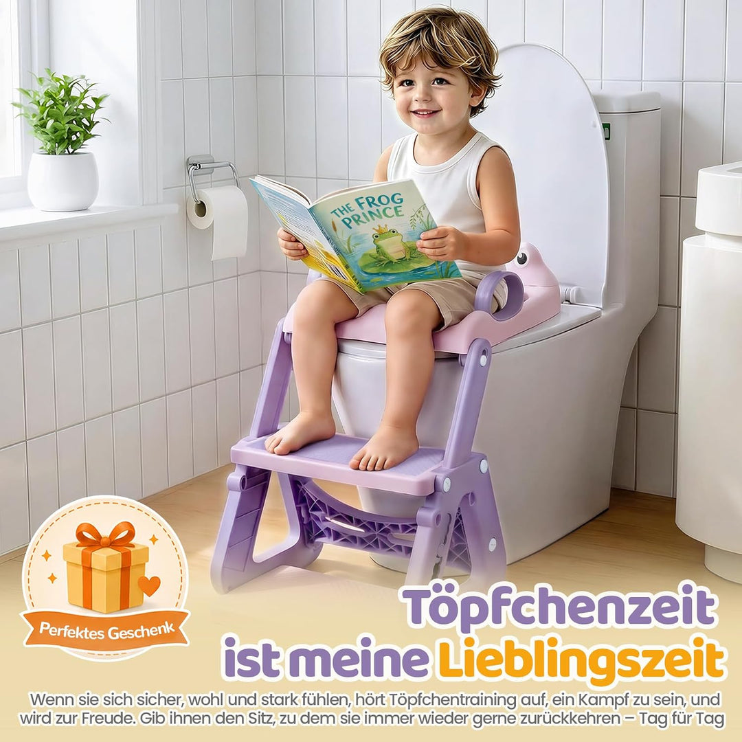 Orzbow Kinder Toilettensitz, Stabil Toilettensitz Kinder mit Treppe und Dreiecksstruktur, Verlängert