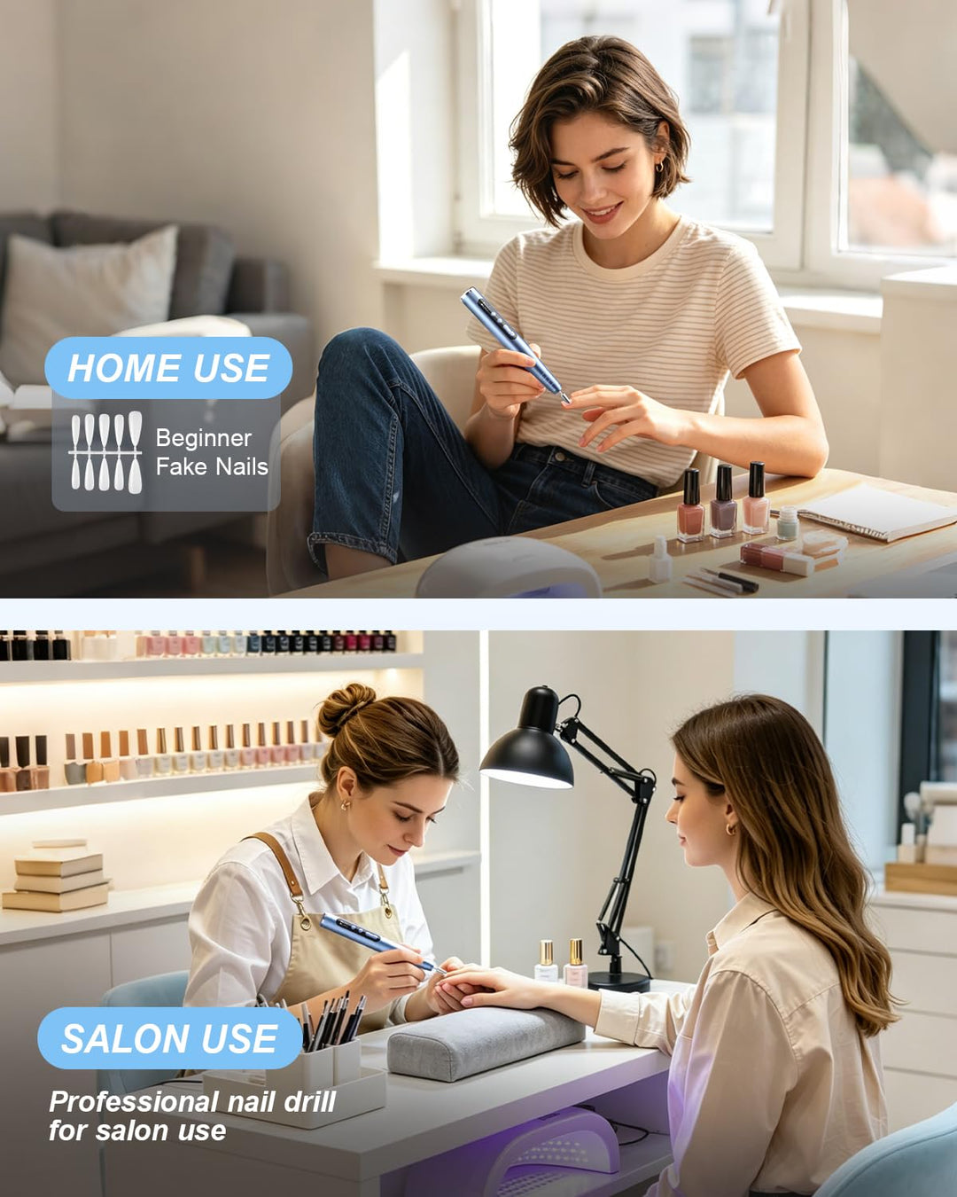 JOREST Elektrische Nagelfräser, Kabellos Professionell Fräser Nägel Maniküre Set, 35000 U/Min, 6 Fac