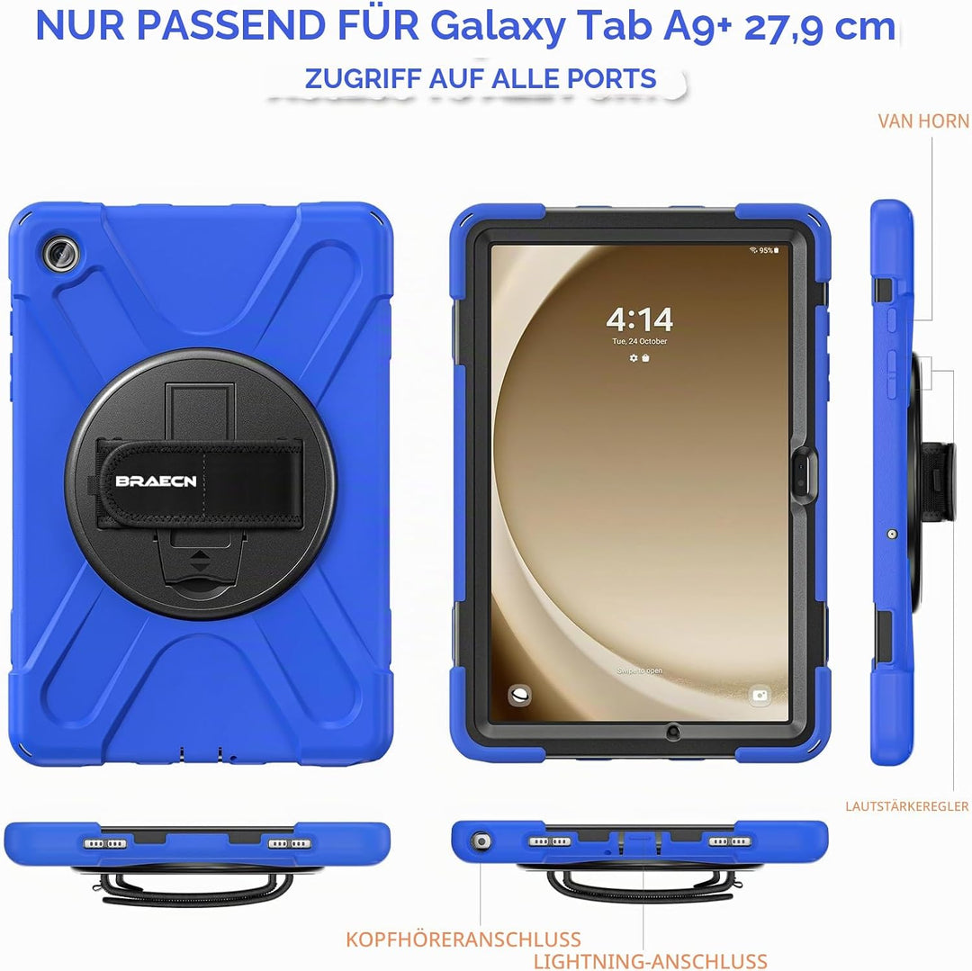 BRAECN Hülle für Samsung Galaxy Tab A9+ 11 Zoll SM-X210/SM-X216/SM-X218, Stossfeste Robuste Tragbare
