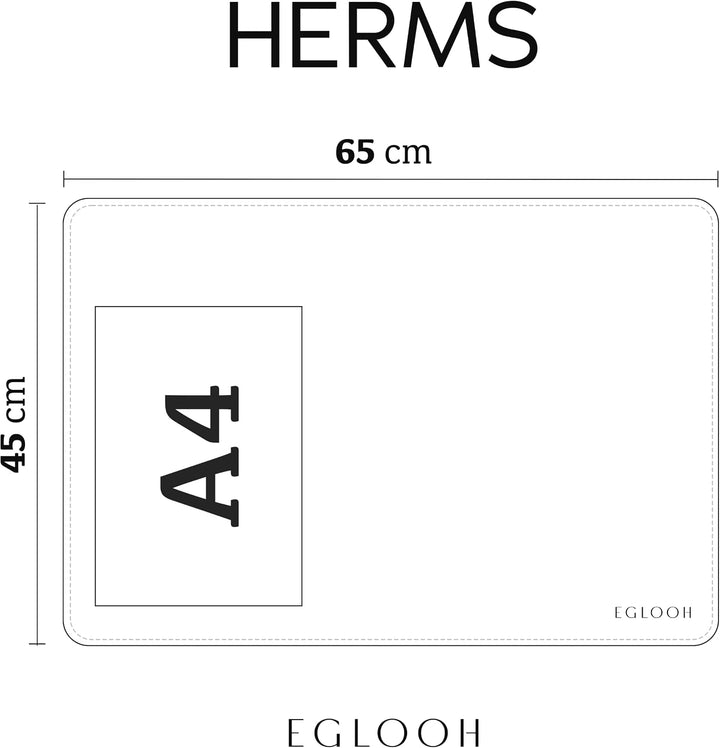 Eglooh - Herms - Schreibtischunterlage aus Leder Taubengrau cm 65x45 - Handwerkliche Nähte und abger