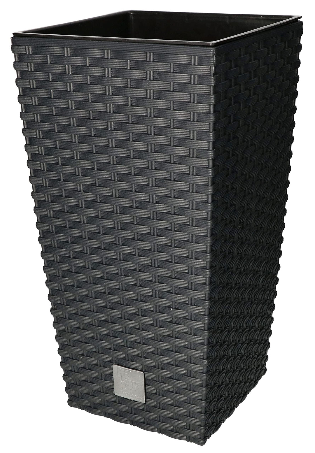 KOTARBAU® Blumentopf 170x170x324mm Rattandesign Quadratisch mit Innentopf Anthrazit, 170x170x324mm