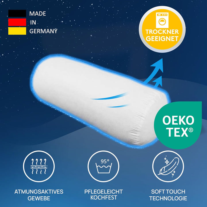 LILENO HOME Microfaser Nackenrolle 15x40 cm [6er Set] bis 95 Grad waschbar mit Reissverschluss - Kop