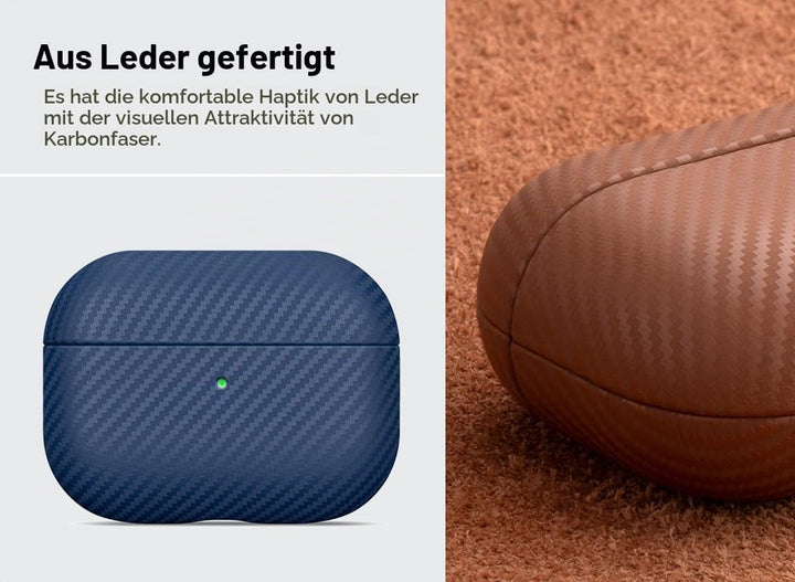 Haobobro [Karbonfaser Textur] Leder Hülle für AirPods Pro 2. Generation - Handgefertigt AirPods Pro