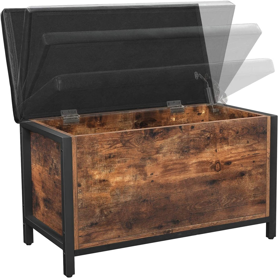 VASAGLE Sitzbank mit Stauraum, gepolsterte Truhe, 80 x 40 x 50 cm, Betttruhe, Flur, Schlafzimmer, Wo