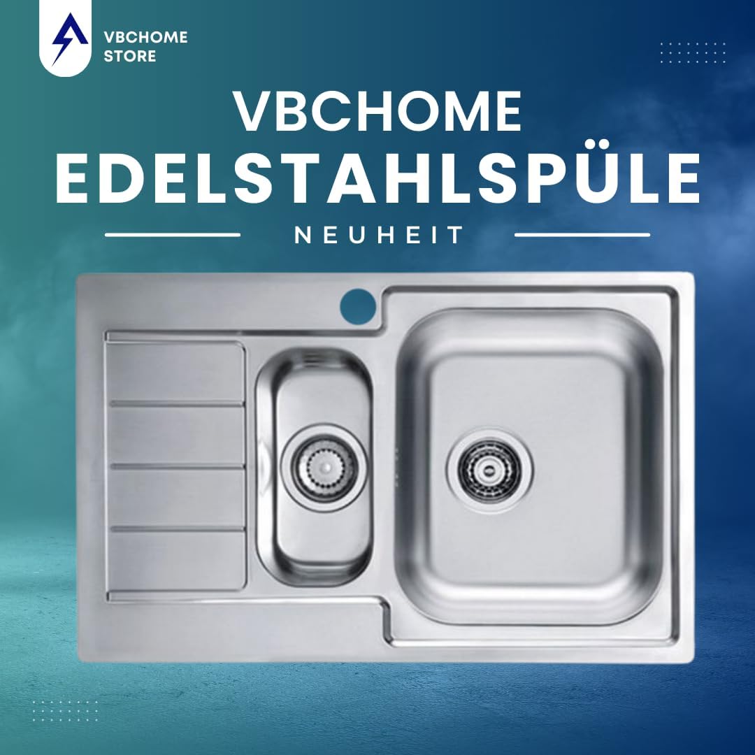 VBChome: Einbauspüle mit Hahnloch Links 790x500 mm Camping Küchenspüle - Satinstruktur Alveus Line 7
