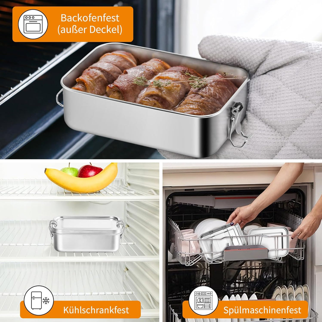 Joyfair Brotdose mit Fächern, 2 Stück Edelstahl Bento Box mit Abnehmbar Fächern für Erwachsene & Kin