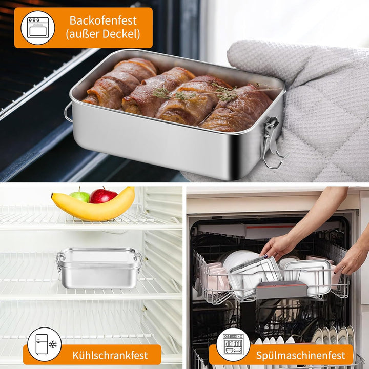 Joyfair Brotdose mit Fächern, 2 Stück Edelstahl Bento Box mit Abnehmbar Fächern für Erwachsene & Kin