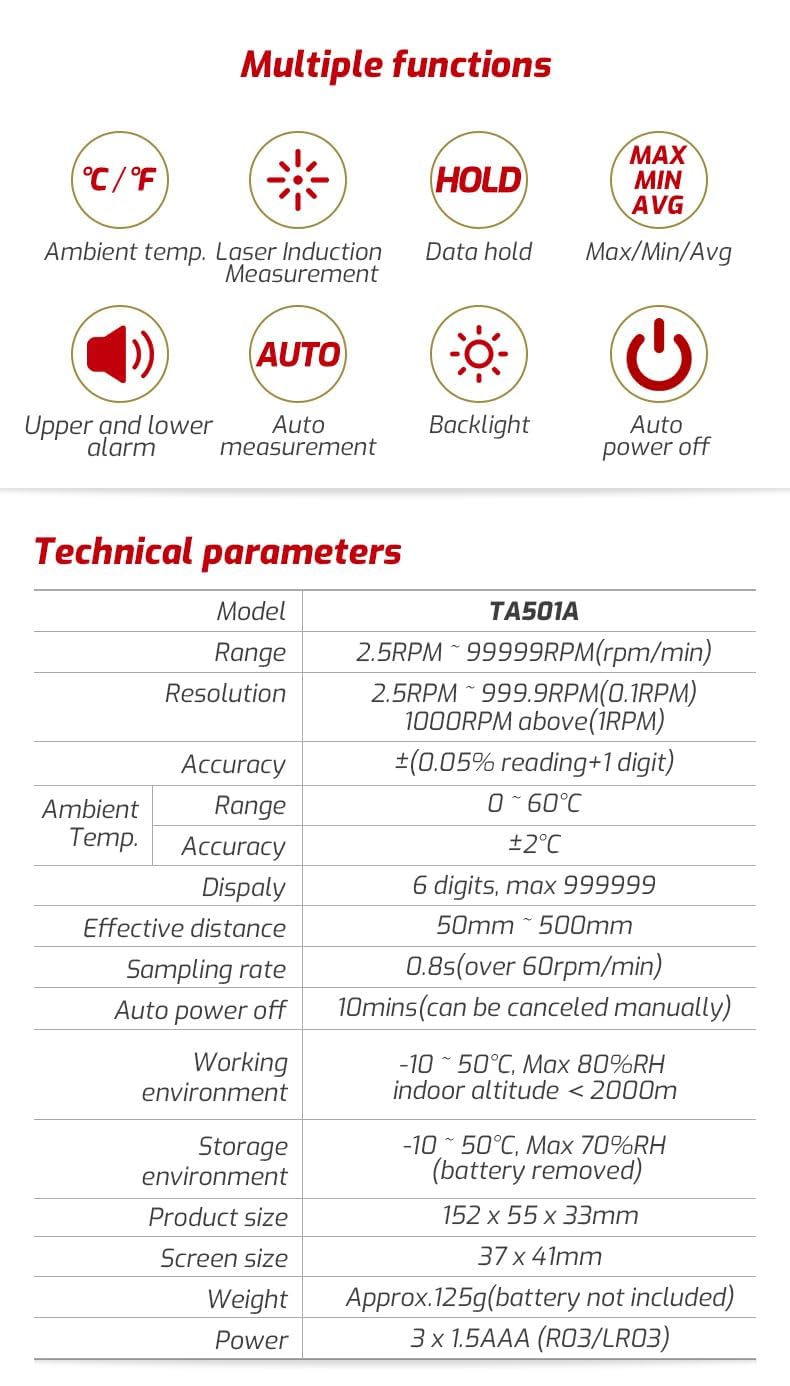 Digitaler Drehzahlmesser Tachometer, Berührungsloser Drehzahlmesser Digitaler Laserfoto Drehzahlmess