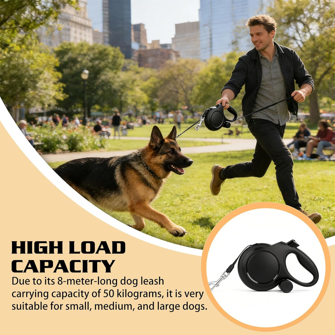 8M Einziehbare Hundeleine: Bissfeste Rollleine, Rollleine für Hunde, für Outdoor Spaziergänge – Schw