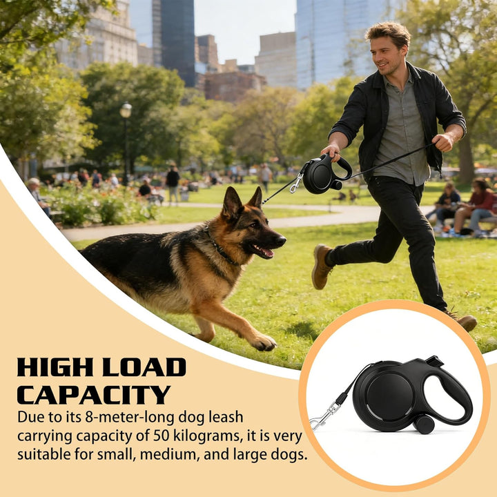8M Einziehbare Hundeleine: Bissfeste Rollleine, Rollleine für Hunde, für Outdoor Spaziergänge – Schw