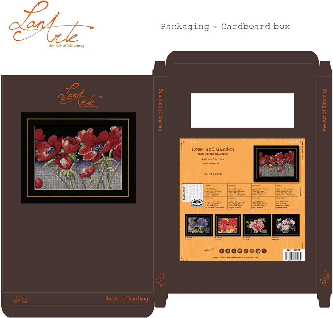 Lanarte Zählmusterpackung Feeling Fabulous Aida Kreuzstichpackung, Baumwolle, Mehrfarbig, 28 x 22 x