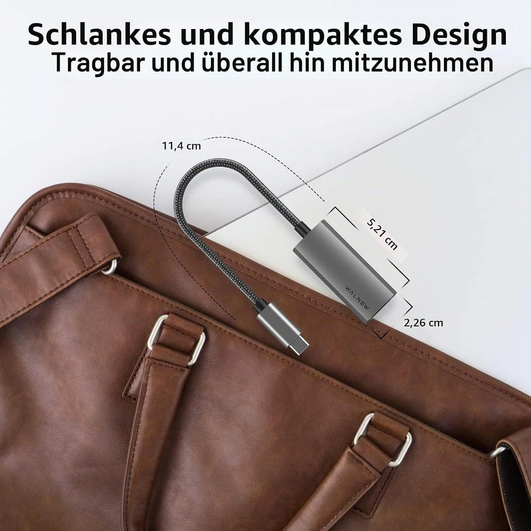 USB C auf Ethernet Adapter, WALNEW Typ C auf RJ45 Gigabit Ethernet Adapter, USB-C Thunderbolt 3 auf